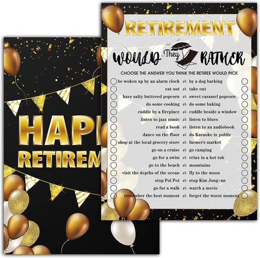 Retirement Party Games - Would They Rather Retirement Games - 30 Game Cards – Retirement Party Favors Supplies Decorations (06)