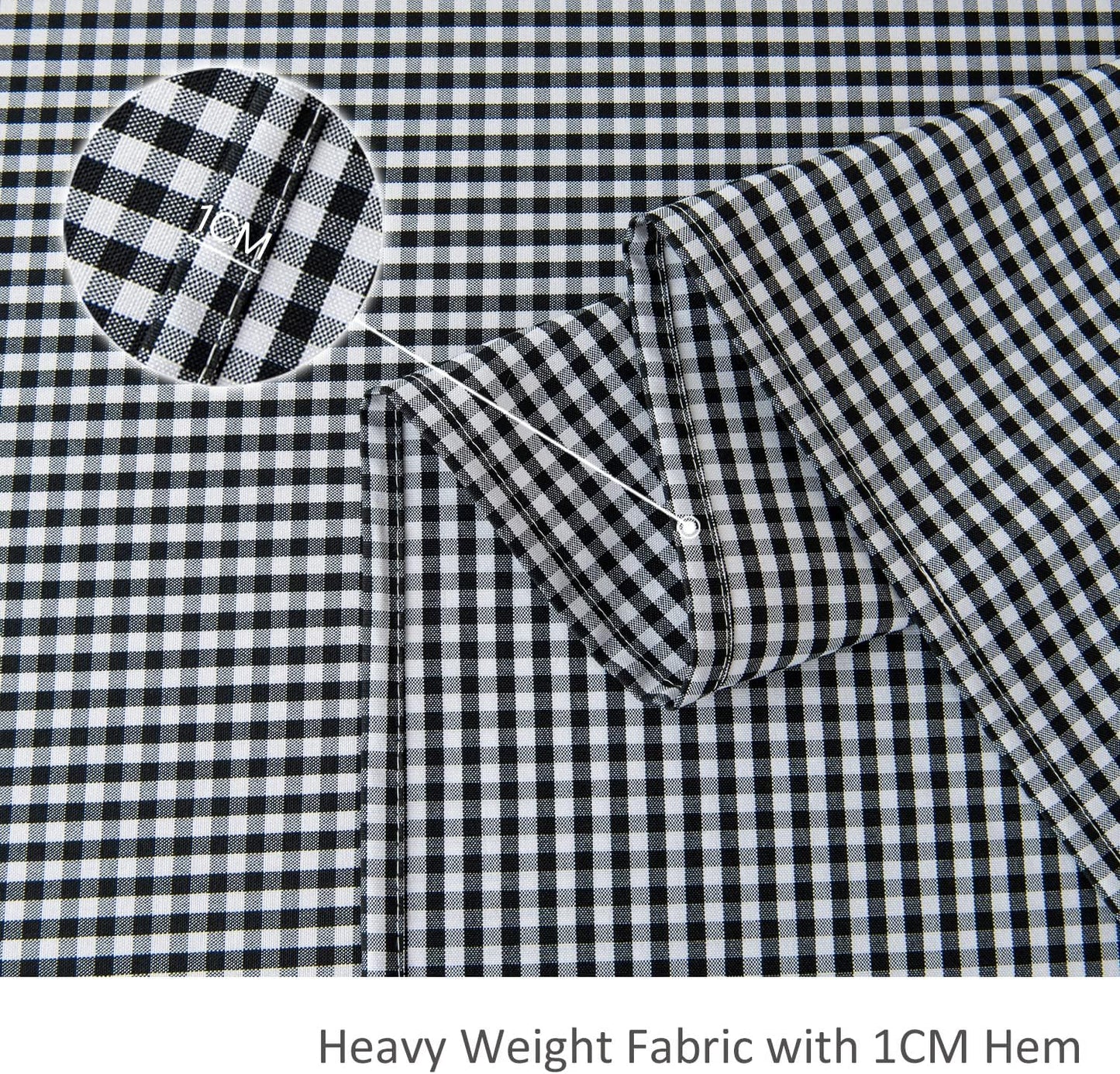 maxmill Checkered Square Tablecloth Stain Resistant Waterproof and Wrinkle Resistant Washable Heavy Weight Soft Table Cloth Gingham for Dining Room and Outdoor Use, 52 x 52 Inch Black White