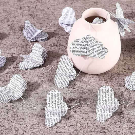 4 Pack Cloud Garland Recycled Books Vintage Pages Garland Newspaper Bunting Party Holiday Christmas Strand String Banner Wedding Decoration (Cloud)