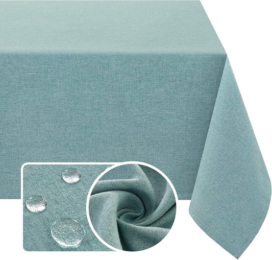 H.VERSAILTEX Linen Textured Tablecloth 54 x 54 Waterproof Decorative Table Cloth Spill-Proof Linen Look Cover for Party Table Extra Soft and Thick Fabric Wrinkle Free, Heather Aqua