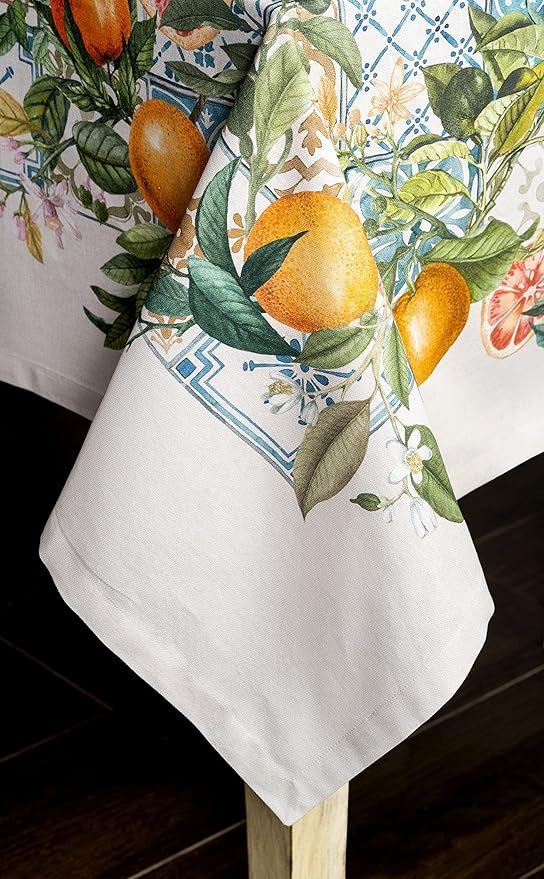 Maison d' Hermine Table Cloth Rectangle Table 100% Cotton 60 x 120 Inches Tablecloth Reusable Decorative for Dining Room Farmhouse Home Valentines Day Decorations Spring Summer - Agrume