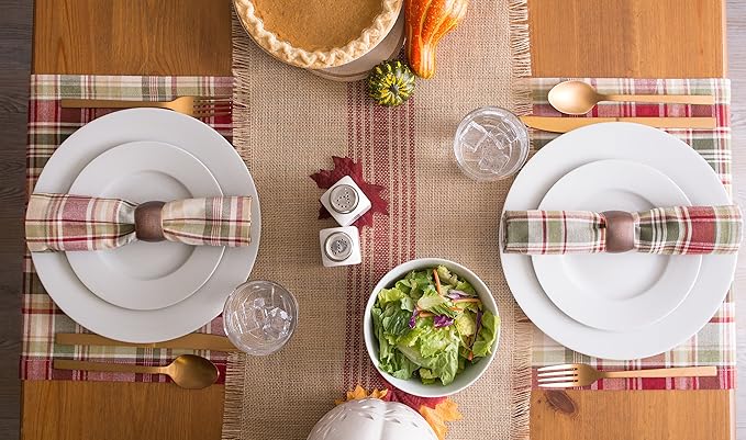 DII Jute Burlap Collection Kitchen Tabletop, Table Runner, 14x72, Middle Stripe Barn Red