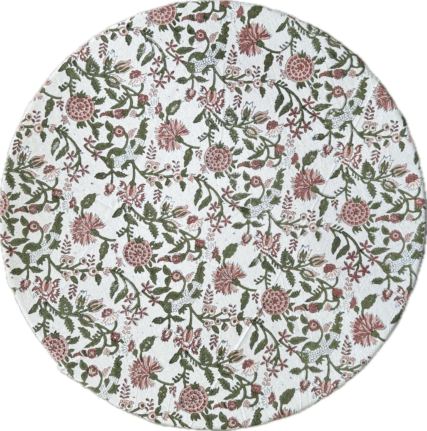 ATOSII Mahoka Rust 100% Cotton Spring Summer Round Block Print Tablecloth for Dining, Parties, Weddings, Outdoors, Holidays I 60" Inches Round, 4 Seater
