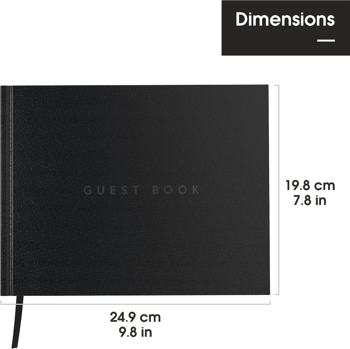 Useful Co. Black Guest Book, Use as Guest Book Wedding Reception, Sign in Book, Guest Book for Vacation Home, Funeral Guest Book, Hardbound Guestbook, Leather Cover, 112 Pages, 9 x 7 Inches