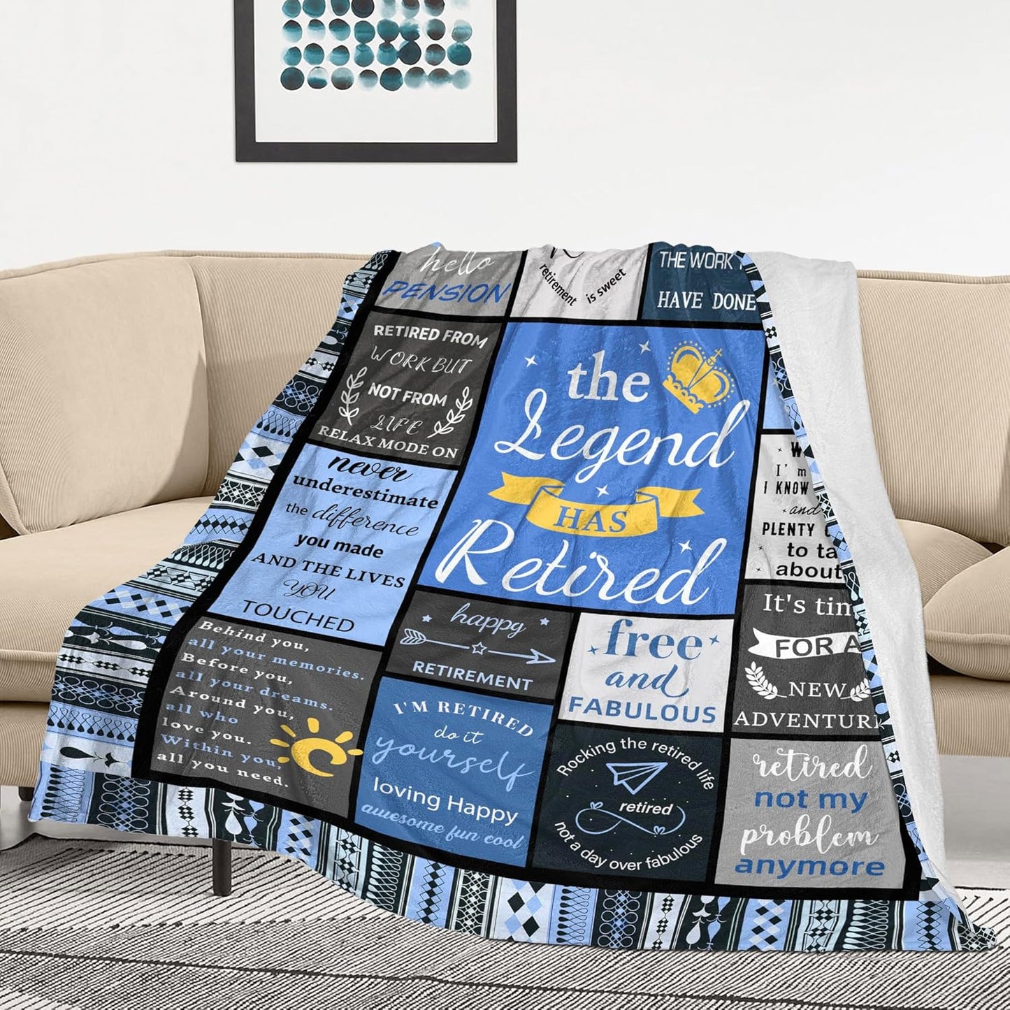 Funny Retirement Gifts for Men, Best Gifts for Retirement Men 2025, Retired Gift Ideas, Happy Retirement Present, Coworker Farewell Gift, The Legend Has Retired Soft Blue Blanket Throw 60"X50"