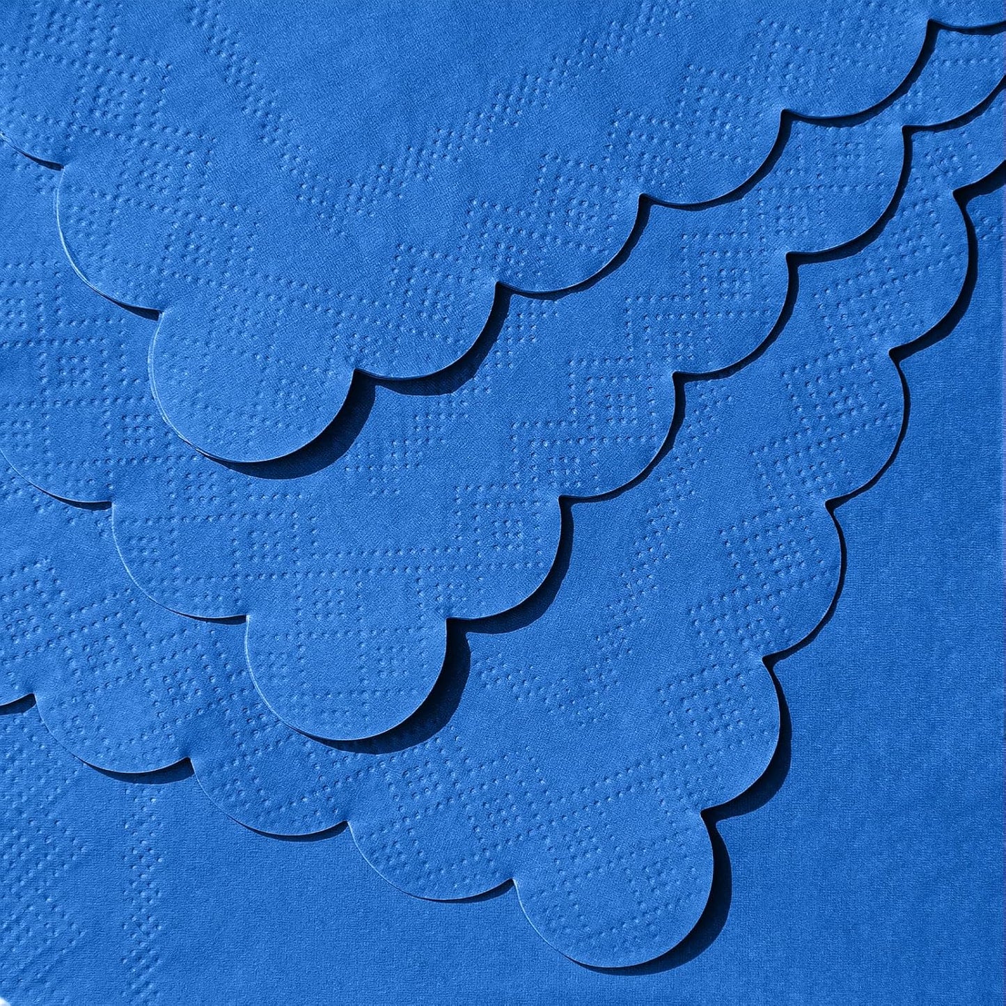 120 Pcs Royal Blue Napkins, Scalloped Blue Cocktail Napkins Disposable Beverage Dessert Napkin Patriotic Paper Napkin for Bar Birthday Baby Shower, 5 x 5 Inch