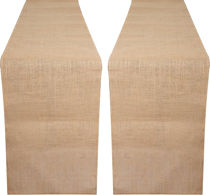 RAJRANG Jute Table Runner Long Burlap Roll Fabric for Party Dining Room Kitchen Wedding Fall Decoration (Natural, L-108 X W-12)
