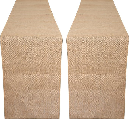 RAJRANG Jute Table Runner Long Burlap Roll Fabric for Party Dining Room Kitchen Wedding Fall Decoration (Natural, L-72 X W-12)