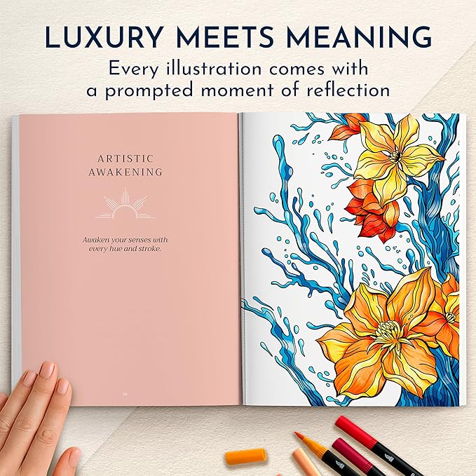 RYVE Adult Coloring Book for Women - 32+ Mindful Designs for Relaxation, Stress Relief & Creative Self-Care | Premium Artist Paper, Inspirational Gift for Women, Coloring Books for Adults Relaxation