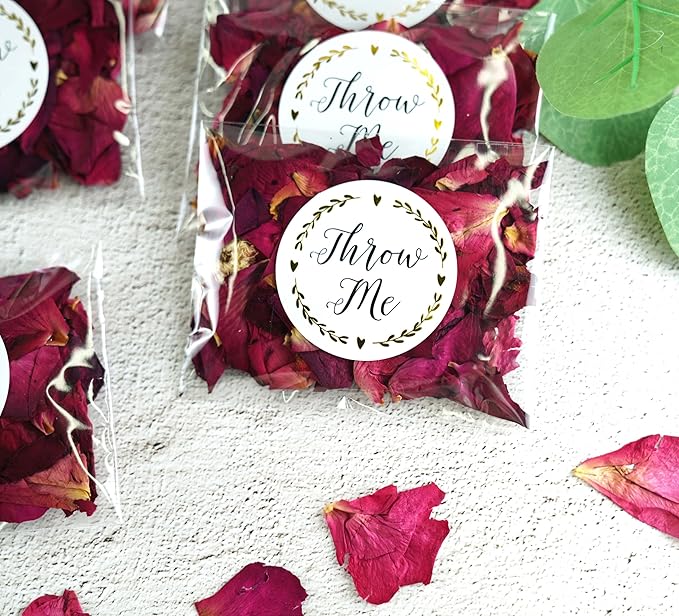 RainbowPana 50 Pack Biodegradable Confetti, Dried Flower Petals, Biodegradable Flower Petals for Weddings, Send Off Ideas, Exit Ideas - Rose Petals