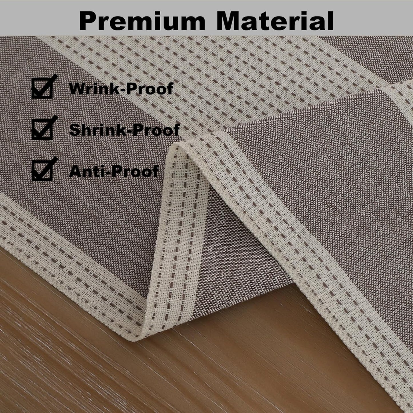 Gernaice Boho Table Runner, Rustic Striped Cotton Linen Farmhouse Table Runners for Holiday Wedding Dining Living Room Bedroom Home Decor, 108" L X 13" W Dark Brown