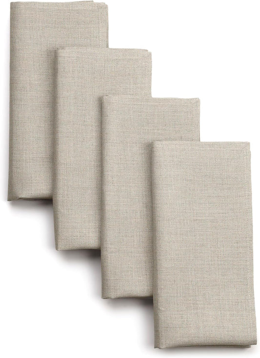 D'Moksha Homes Natural Linen Napkins 18 x 18 Inch - 100% Pure Linen Cloth Washable Dinner Napkins Set of 4 for Fall, Thanksgiving, Christmas, Holiday