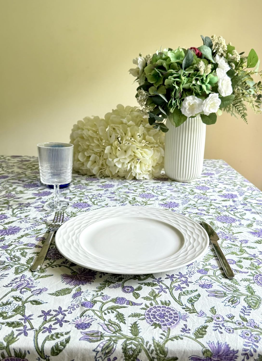 ATOSII Mahoka 100% Cotton Rectangle Fall Tablecloth, Handblock Floral Linen Table Cloth for Kitchen Dining Table I Parties Wedding Outdoors Holidays I Fall Home Decor 60 X 90 Inches I 6 Seater