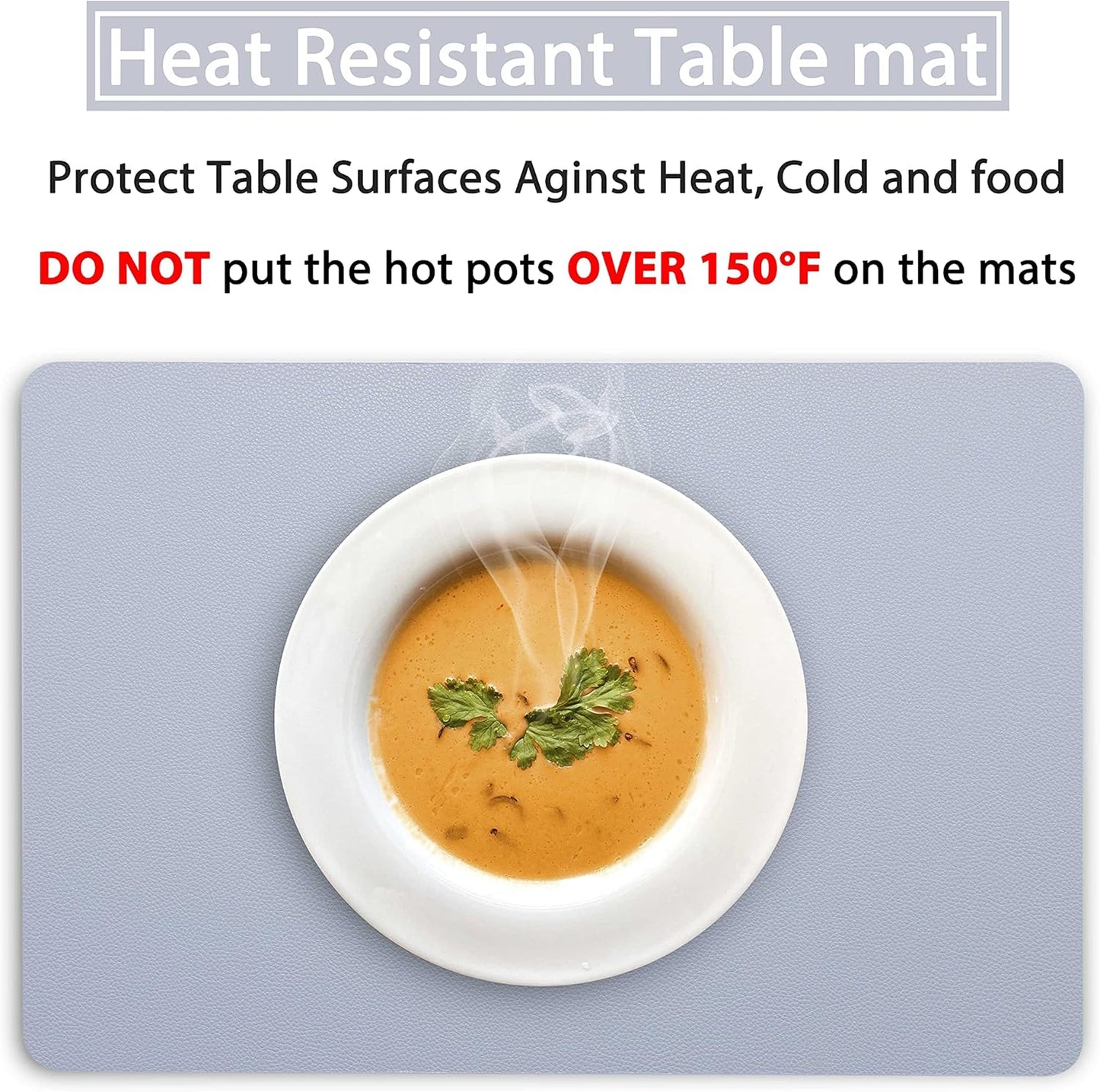 Wipeable Placemats Leather Table Mats Waterproof Heat-Resistant Easy to Clean for Dining Table Set Kitchen Table (2, Pale Blue)