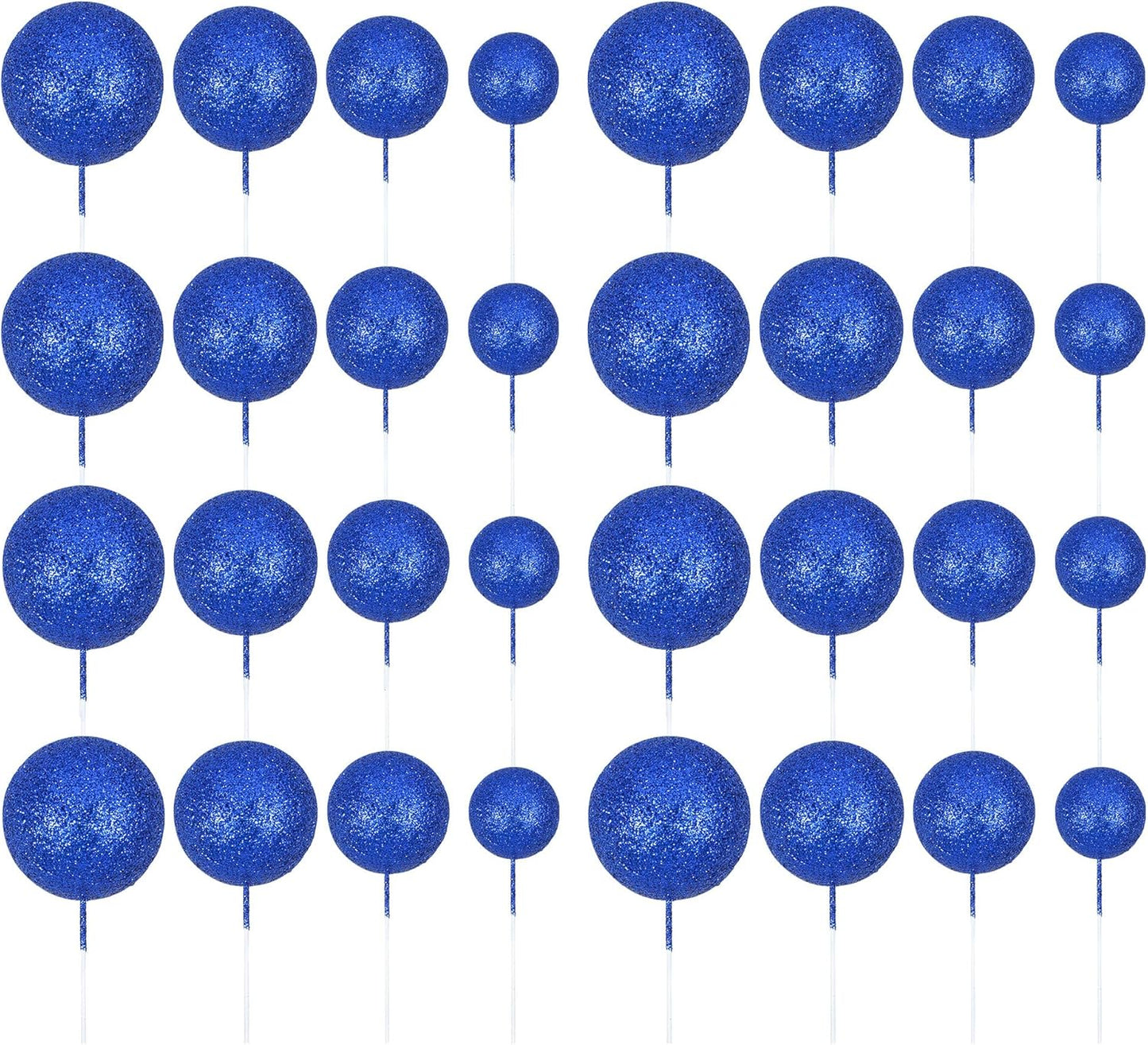 30Pcs Glitter Balls Cake Topper Foam Ball Cake Picks Mini Balloon DIY Cake Insert Topper Decoration for Baby Shower Wedding Anniversary Kids Birthday Graduation Party Cake Decorations Deep Blue