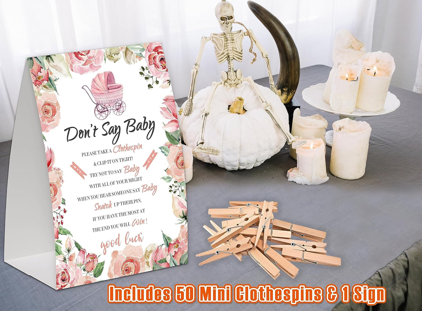 Pink Floral Garden Shower Decorations,Don't Say Baby Baby Shower Game,Gender Neutral Baby Shower Decorations,Small Clothespin Game,Baby Shower Ideas,Baby Shower Games 50 Guest,Fall Party Games