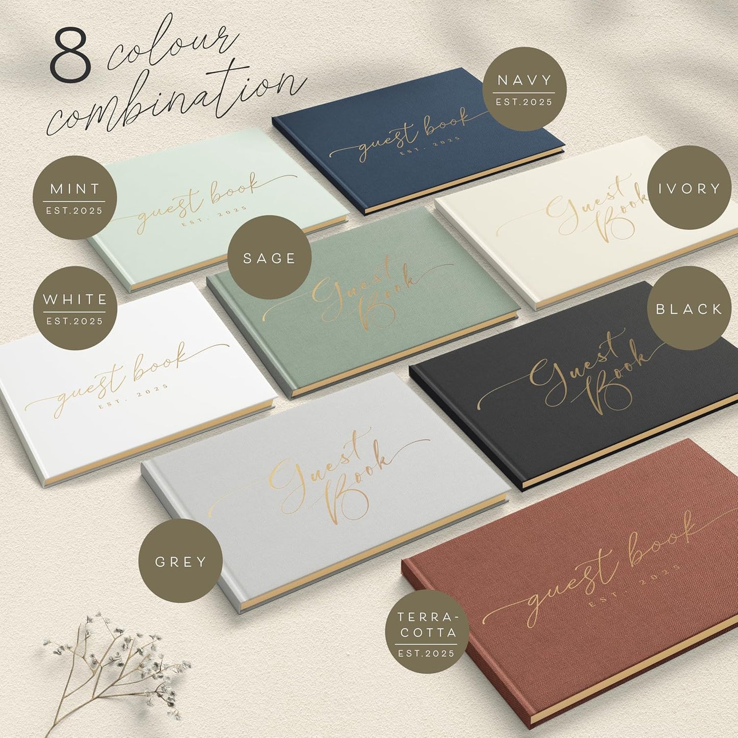 ARTESORI Wedding Guest Book for Reception — Gold-Foiled Guestbook to Sign in, Elegant Baby Shower Guest Book for Party & Birthday — Photo & Polaroid Guest Book for Wedding & Bridal Shower (Grey)