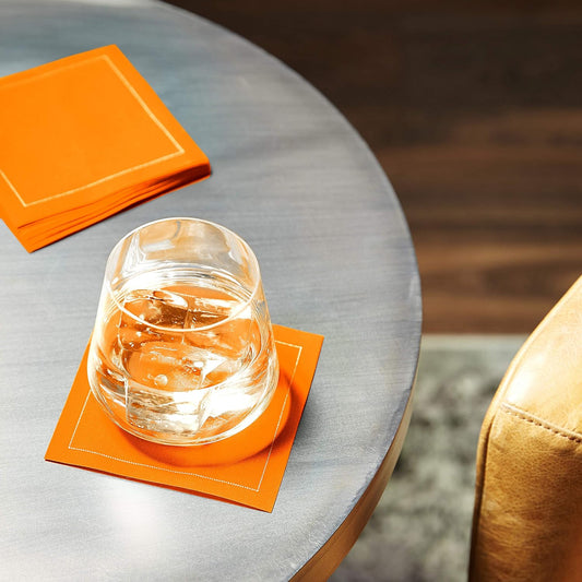 Five Star Napkins Luxury Cotton Cloth Cocktail Napkins - Bar Napkins, Party Napkins, Beverage Napkins, Events, Holiday, Wedding, Birthday, Parties - 4.5" x 4.5" - Disposable (50 x) Persimmon