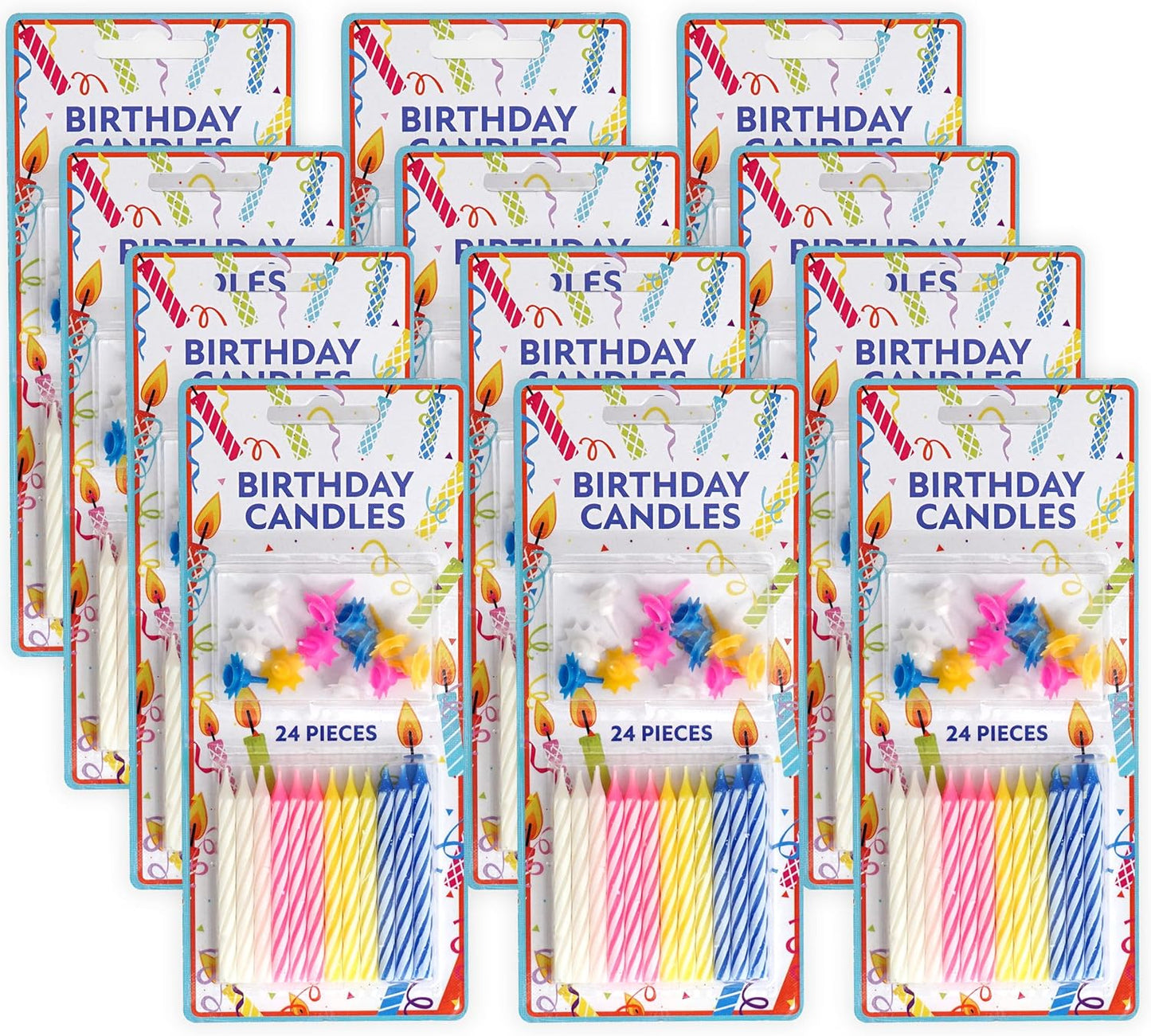 Birthday Candles Multicolored Spiral 288-Count, Birthday Candles for Cake, Cupcake Candles, Party Celebration
