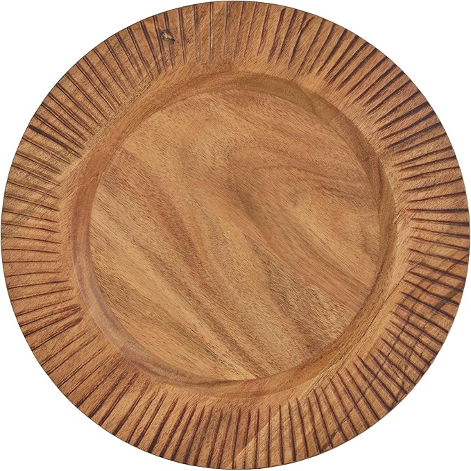 Fitz and Floyd Caleb Acacia Wood Chargers Plates, Set of 2