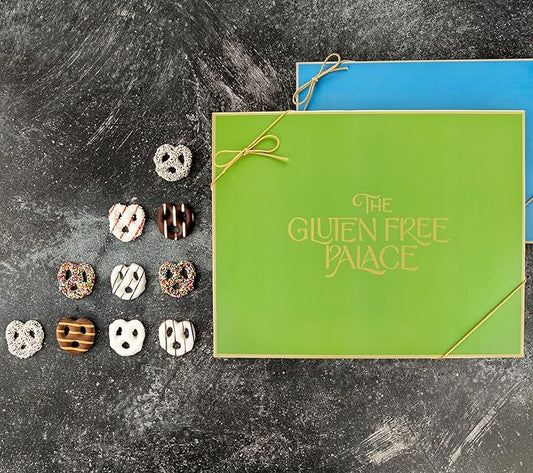 Gluten Free Palace Chocolate Covered Pretzels Gift Box – Holiday Gluten Free Treats for Thanksgiving, Christmas, and New Year – Gourmet Snack Basket for Men and Women (6 Flavors)