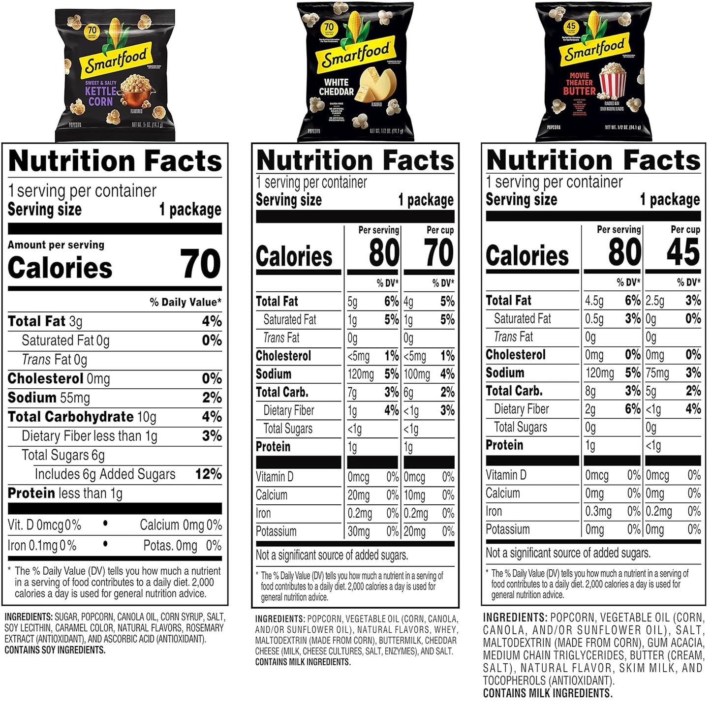 Smartfood Popcorn, Variety Pack, 0.5 Ounce (Pack of 40)
