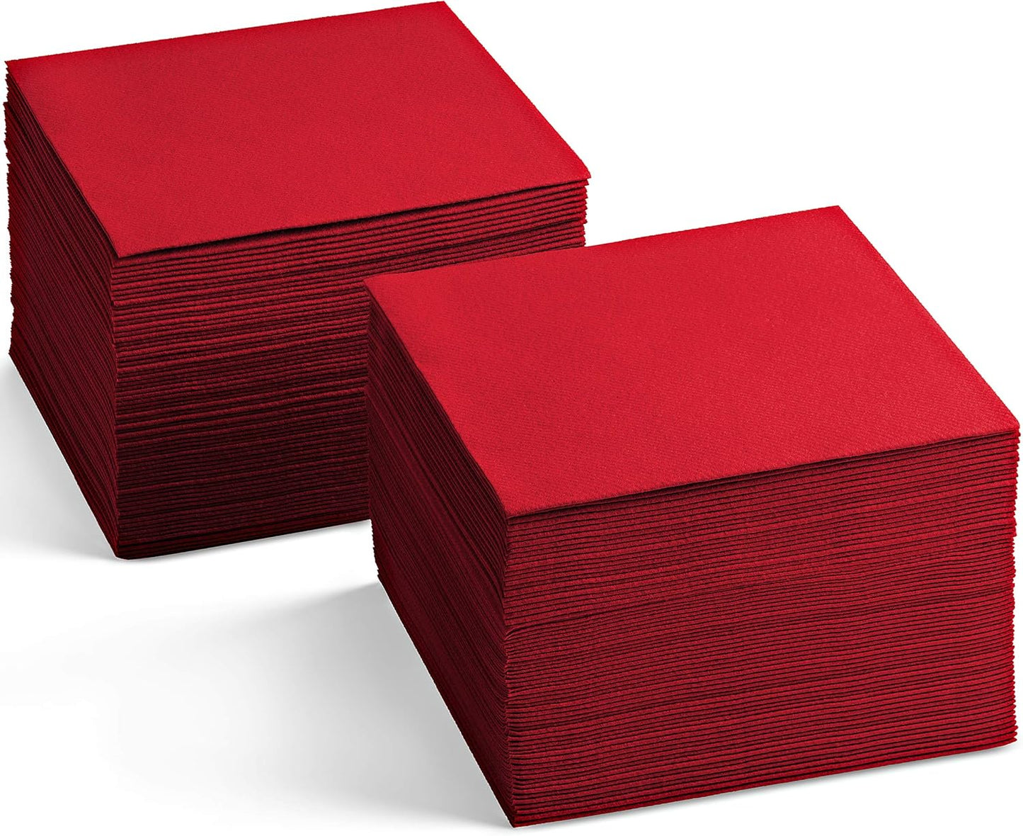 Linen-Feel Colored Cocktail Napkins - Decortive Cloth-Like FLAME RED Dessert And Beverage Napkins - Soft And Absorbent. For Restaurant, Bar, Cafe, Or Event. (Pack of 100)