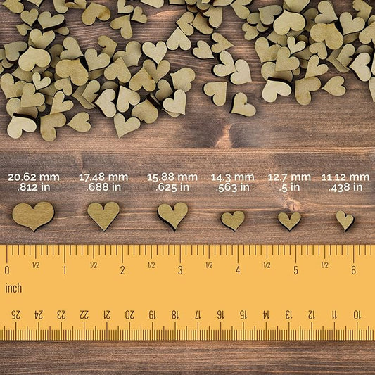 Confetti - Engraved Wood - Rustic Wooden Wedding Decor Party Table Scatter Decorations (Hearts)