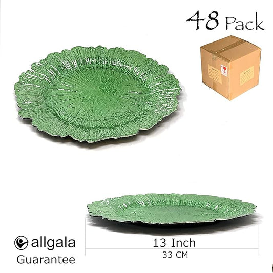 allgala 13-Inch 48-Pack Case Lot Heavy Quality Round Charger Plates-Reef Green-HD80335