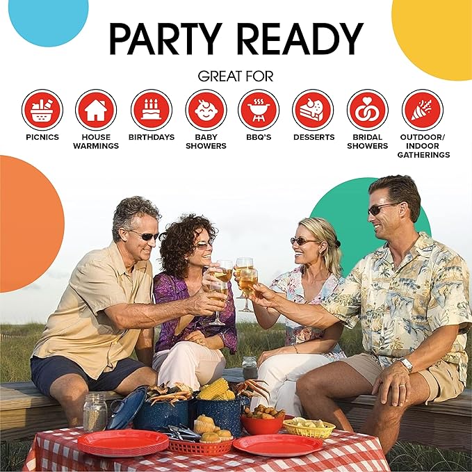 Exquisite Party Solids Red Paper Plates Disposable Heavy Duty 7 Inch Red Disposable Plates For Party 100 Pcs Heavy Duty 350 GSM, Birthday Supplies