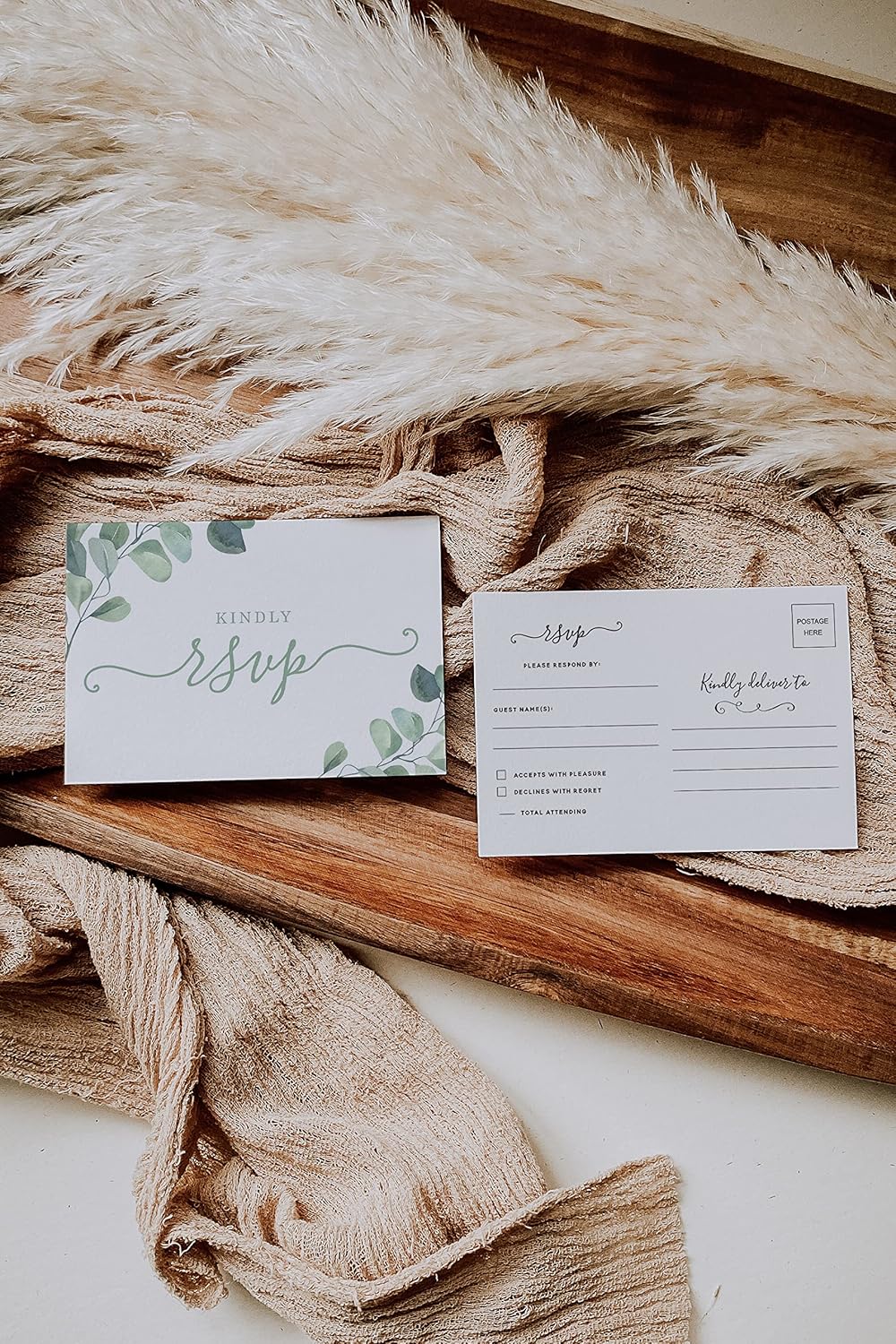 Your Main Event Prints 50 Eucalyptus RSVP Postcards for Wedding - Greenery Response Cards - Perfect for Bridal Shower, Rehearsal Dinner, Engagement Party, Baby Shower