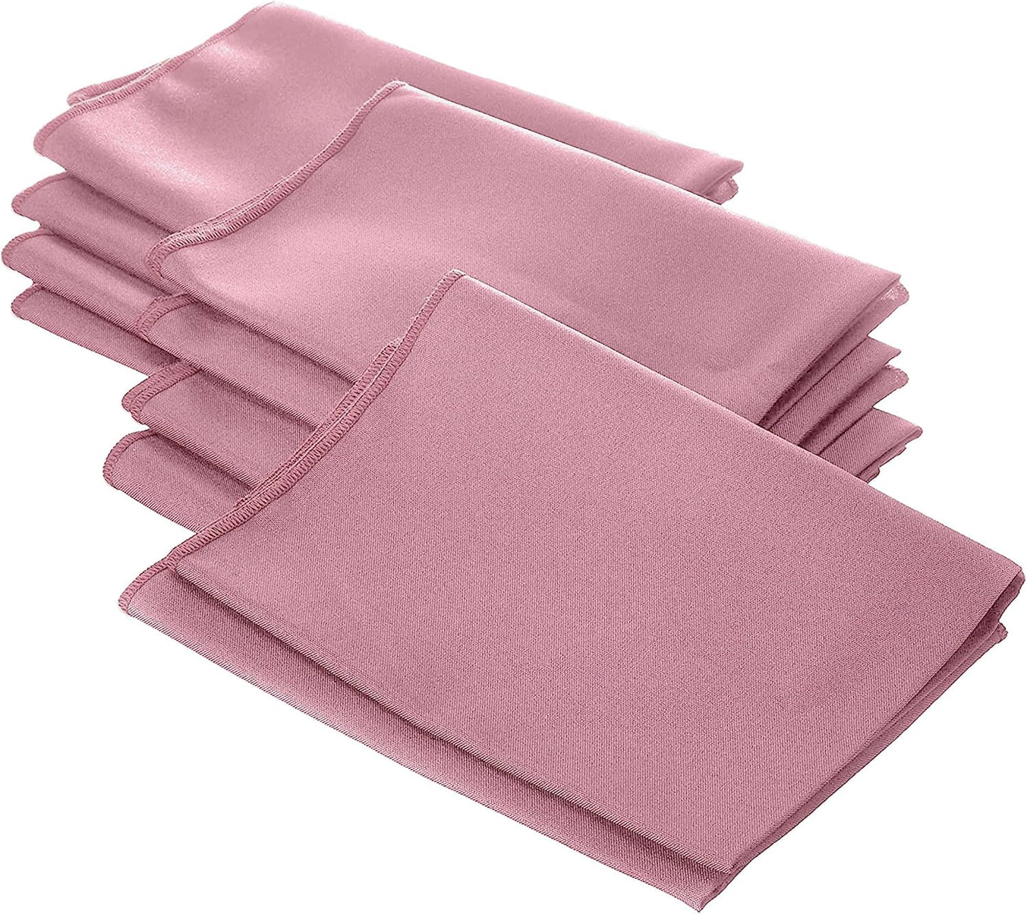 LA Linen 10-Pack Poly Poplin Napkin, Soft Cloth Napkins, Washable Reusable Napkins, Stain and Wrinkle Resistance Table Napkins for Dinner, Wedding, Parties, 18 by 18-Inch, Dusty Rose