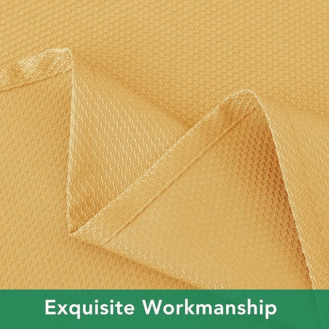Biscaynebay Fall Tablecloth Textured Fabric 52x70 Inch Rectangular, Fall Gold Thanksgiving Autumn Harvest Water Resistant Fabric Tablecloths for Kitchen, Dining, Wedding, Parties Machine Washable
