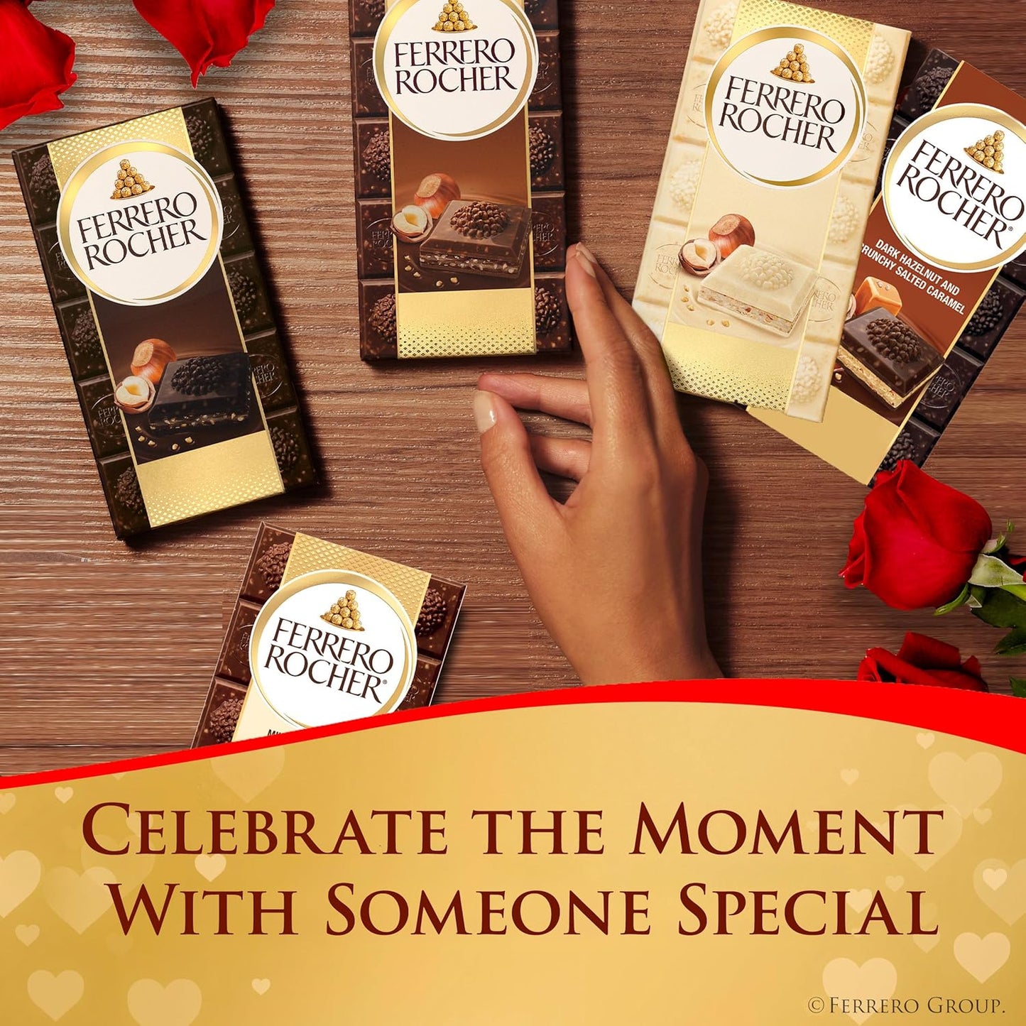 Ferrero Rocher Premium Chocolate Bar, White Chocolate Bar with Hazelnut Filling, 8 Count, 3.1 oz Each