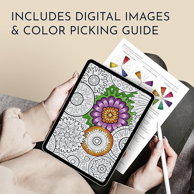 RYVE Mandala Coloring Book for Adults - 50 Unique Mandalas for Relaxation & Stress Relief - Adult Coloring Book Spiral Bound for Women and Men, Mindfulness Gifts for Women