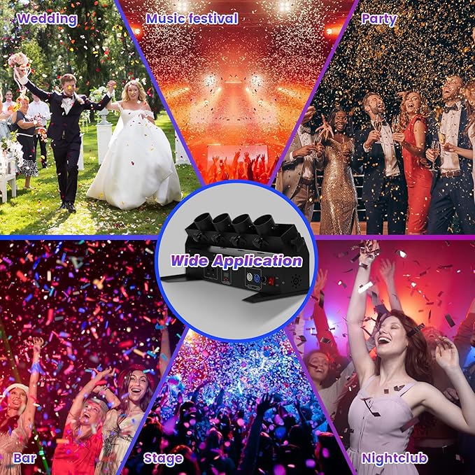 Professional Confetti Launcher Cannon Machine, 4-Shot Electric Confetti Machine with Remote/DMX Control & Adjustable Angle, Perfect Partner for Party, Wedding, DJ Nightclub, Stage, Christmas