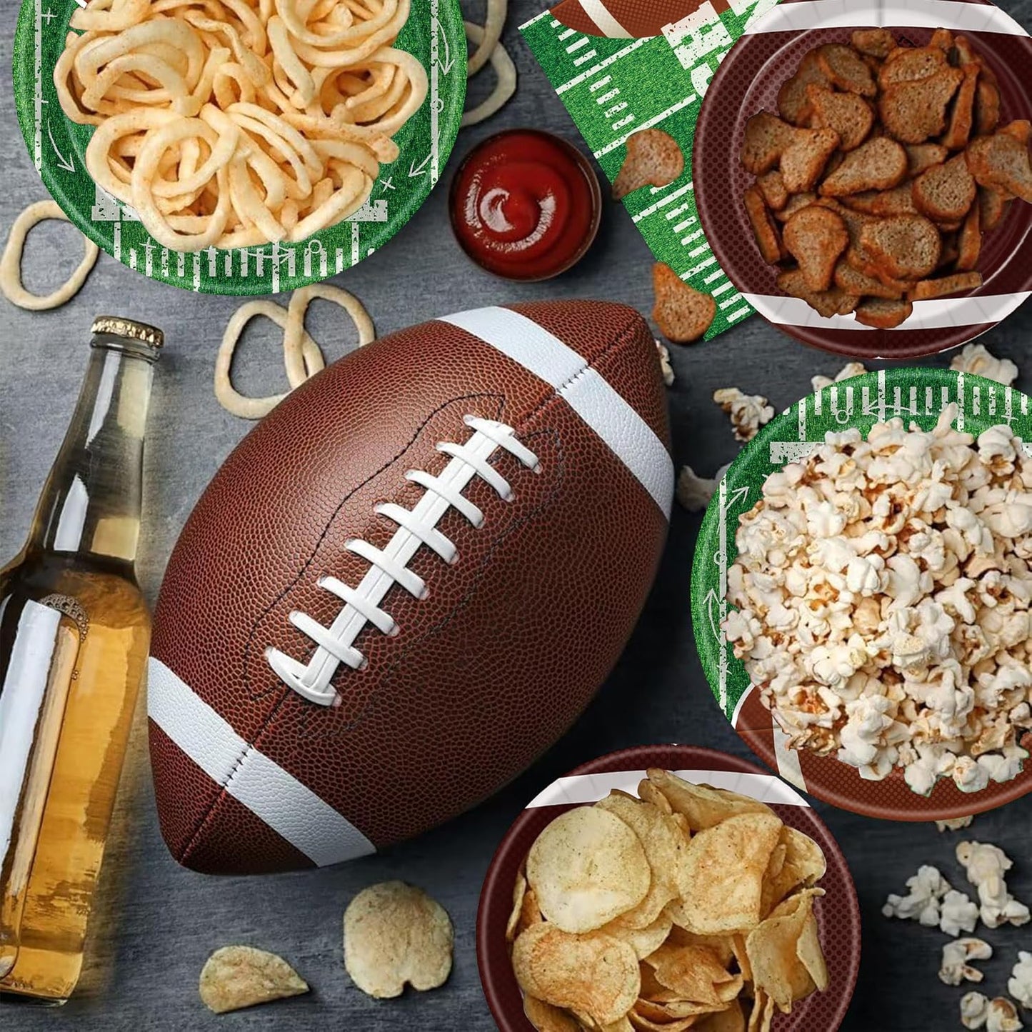 171PCS Football Kit - Rugby Paper Plates, Cups, Napkins & More for 24 Guests - Super & Birthday Parties