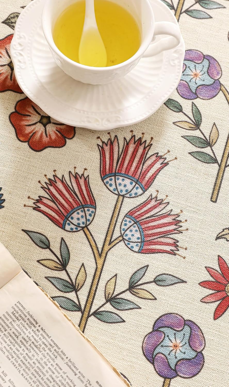 French Linen Square Tablecloth,Vintage Colorful Multiple Prints Soft and Durable Tablecloths,Decor Table Cover for Kitchen,Dining,Tea Party,Thanksgiving,Christmas,67"*67"-Lohi