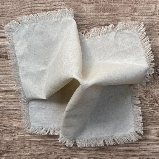Bedding Craft Linen Cloth Dinner Napkins Set of 12 – 18x18 Natural with Fringed Corners – Machine Washable Fabric Napkins for Weddings, Baby Showers, Parties & Dining