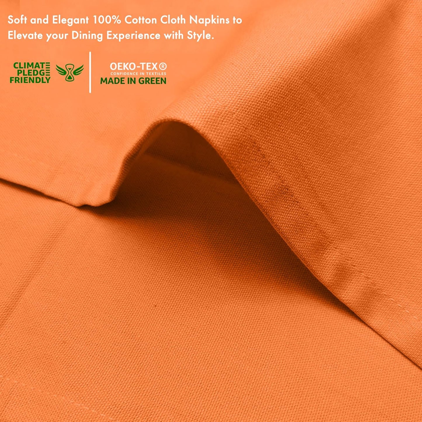 Ruvanti Premium Cloth Napkins Set of 6, 18x18 Inches, 100% Cotton, Washable, Soft & Absorbent, Perfect for Wedding, Christmas, ‎Thanksgiving Dinners - Orange Peel