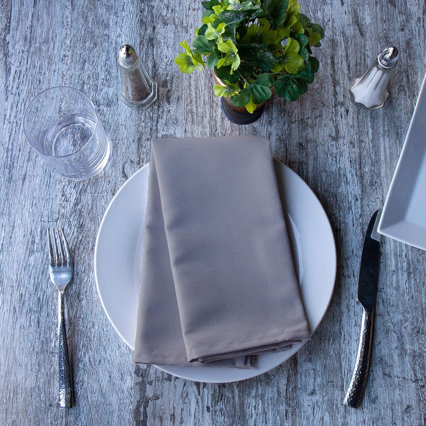 Arkwright Restaurant Cloth Napkins - (Pack of 25) Spun Polyester Dinner Napkin with Hemmed Edges - Ideal for Dinner, Wedding, Party, Banquet, Kitchen, 20 x 20 in, Chambray Grey