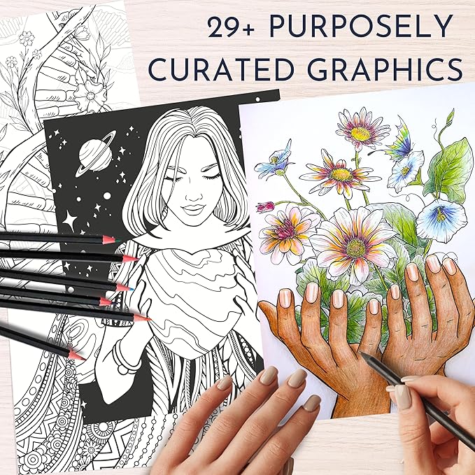 RYVE Adult Coloring Book for Women – Affirmations & Mindfulness Coloring Book for Adults Relaxation, Self Love Coloring Books for Women, Self Love Gifts, Positive Affirmations, Affirmation Gifts