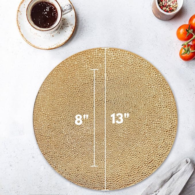 13inch Round Plastic Charger Plates,Set of 8,Charger Plates for Dinner,Wedding,Party,Event Decoration. (Bubble Gold) …