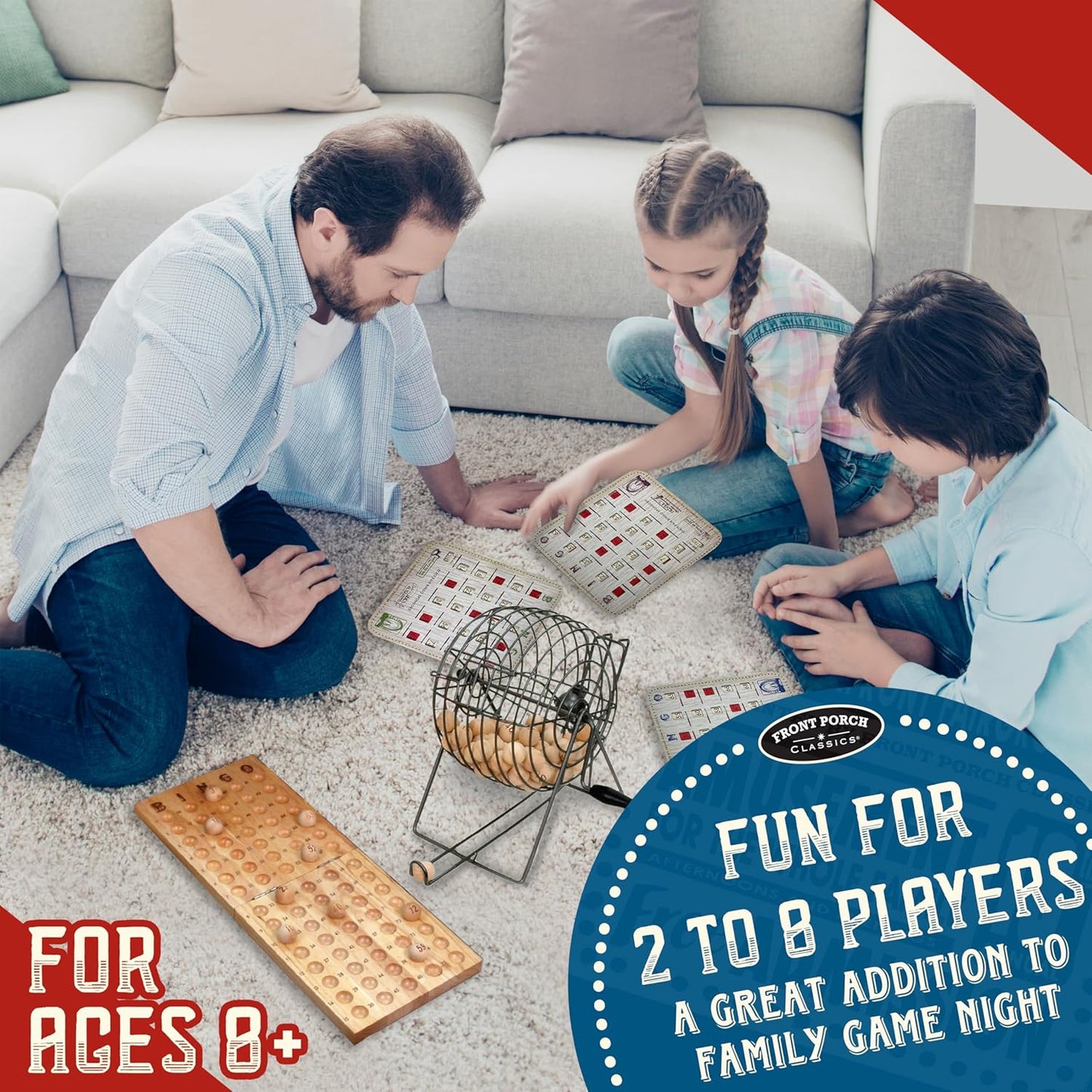 Front Porch Classics State Fair Bingo Deluxe Edition - Craftsmanship for an Authentic Retro-Style Experience - Intergenerational Fun for Friends and Family, 10x11x14 in