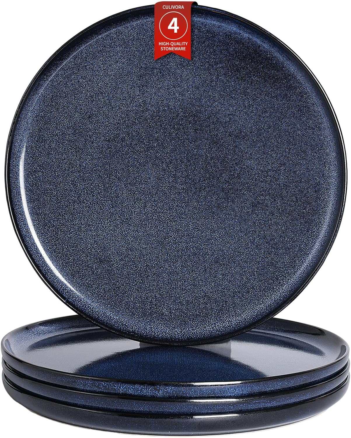 Dinner Plates Set of 4: Ceramic 10.7 Inch Handmade Reactive Glaze Stoneware Plates for kitchen, Modern Dinnerware Plates, Microwave & Dishwasher Safe, Scratch Resistant (Blue)