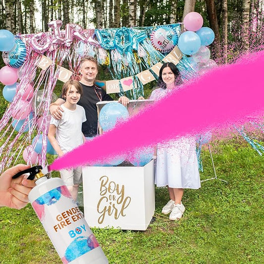Giant Gender Reveal Fire Extinguisher Color Blasters: 2 Pcs Pink Blaster Only for Baby Girl with Pink Smoke Suitable Gender Reveal Party Decorations - Blasts 20+ Feet (Pink-Girl)