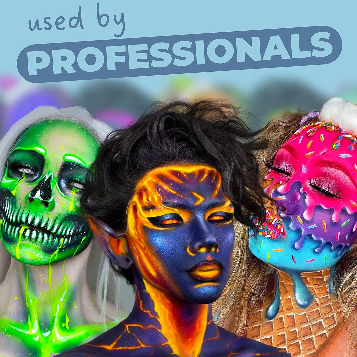 Blue Squid Face Paint Water Based Single Cake Professional Face Paint & Body Paint - Water Activated, Kids Adults Face Painting for Costume, Halloween Makeup, Cosplay - Metallic Blue Face Paint 30g