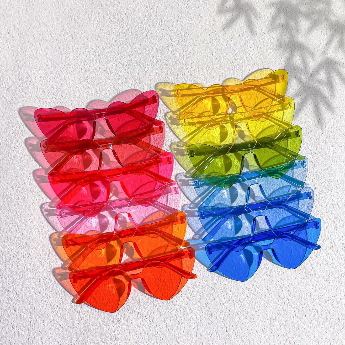 10/20 Pack Star/Heart Shape/Round/Butterfly/Cat Eye/Rectangle/Fire Rimless Tinted Party Sunglasses Color Glasses