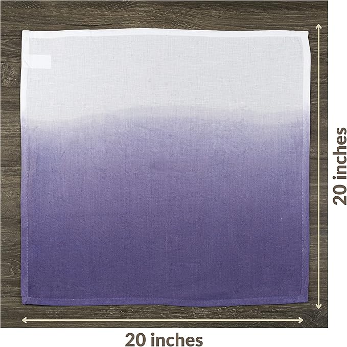 FINGERCRAFT Cloth Napkins Set of 6 Cotton Blend 20x20 Inch Large Size Dinner Napkins Cloth Perfect for Parties Dinners Weddings Cocktail Christmas Easter Ombre Tie Dye Purple