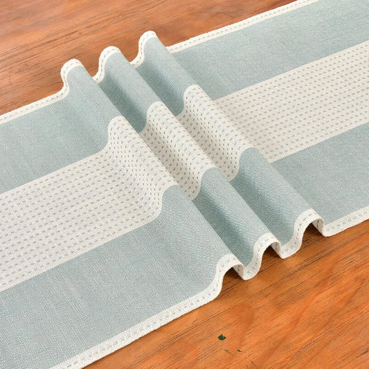 Wracra Linen Table Runner, Farmhouse Macrame Table Runners 36 Inches Long for Dining Table Decor, Wedding, Party and Dresser Decor (Aqua Blue,36")